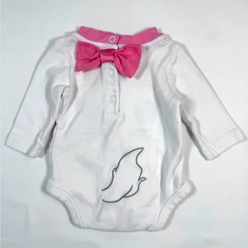 DISNEY Marie Aristocats Baby Bodysuit 0-3M Long Sleeve‎ Cat Graphic Onesie
